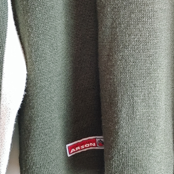 Vtg Arson Pullover Sweater Olive Green Men's Sz M V-neck Wool Blend - Picture 4 of 9